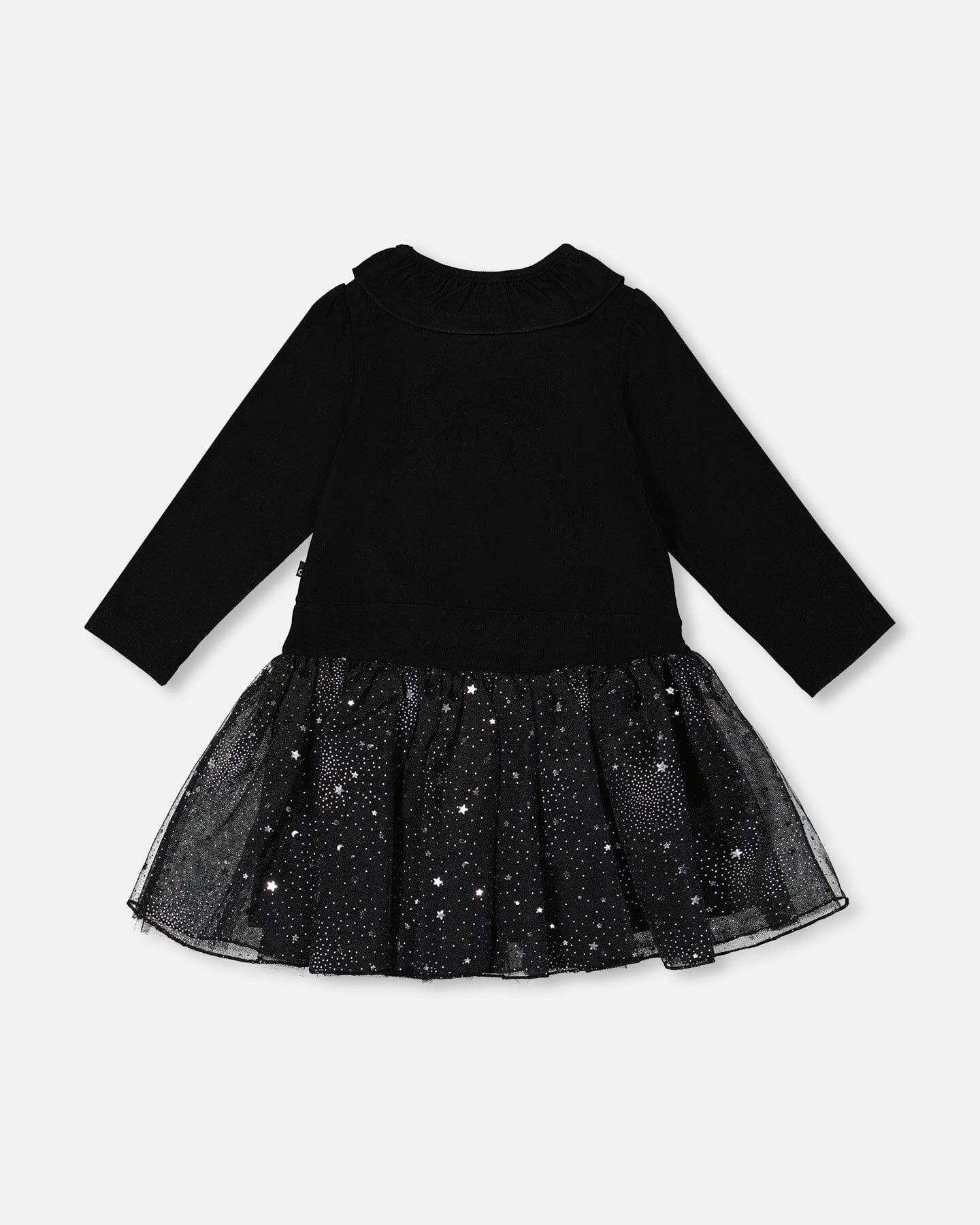 Bi-Material Dress with Glittering Skirt