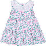 Floral Print Dress with Eyelet Collar