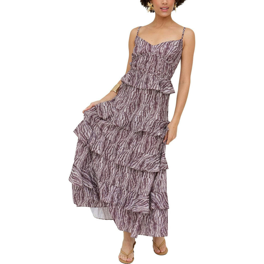 Tangiers Tiered Line Print Maxi Dress