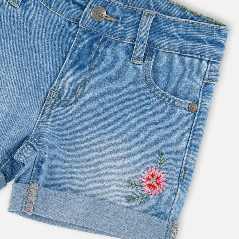 Denim Shorts With Embroidery
