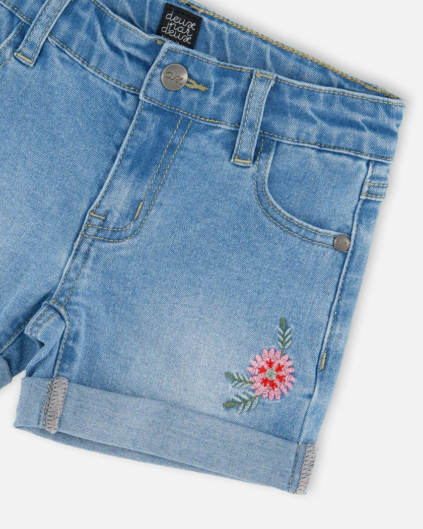 Denim Shorts With Embroidery