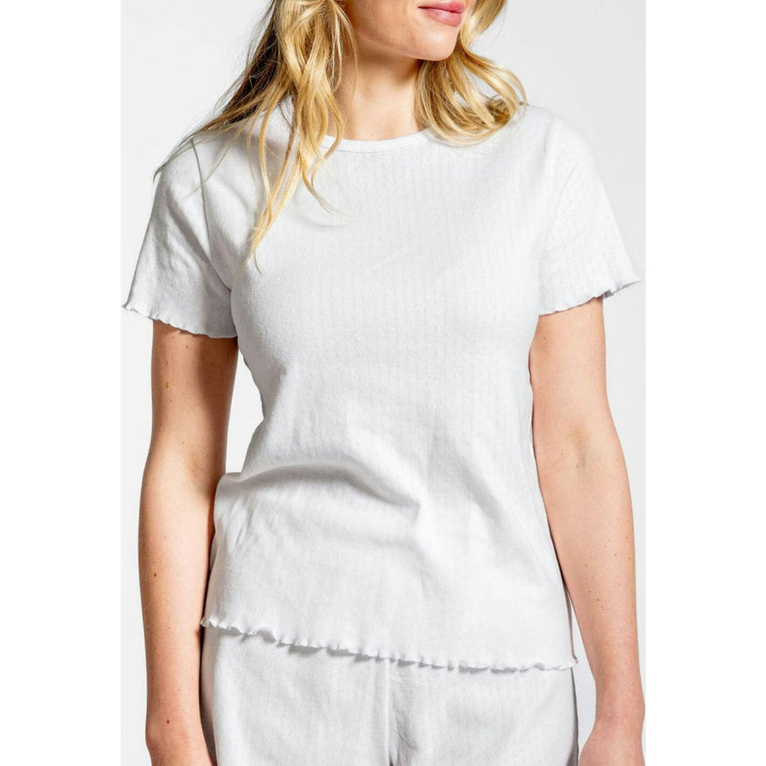 Women's Pima Pointelle Shirt & Short Pajamas Set