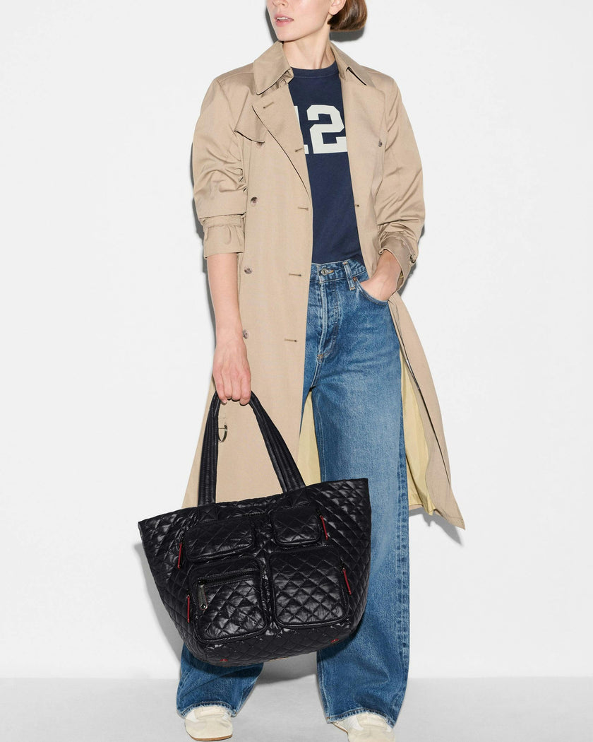 Black Medium Metro Travel Tote