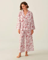 The Olivia Wide Leg Pima Pajama Set in Red Timeless Toile