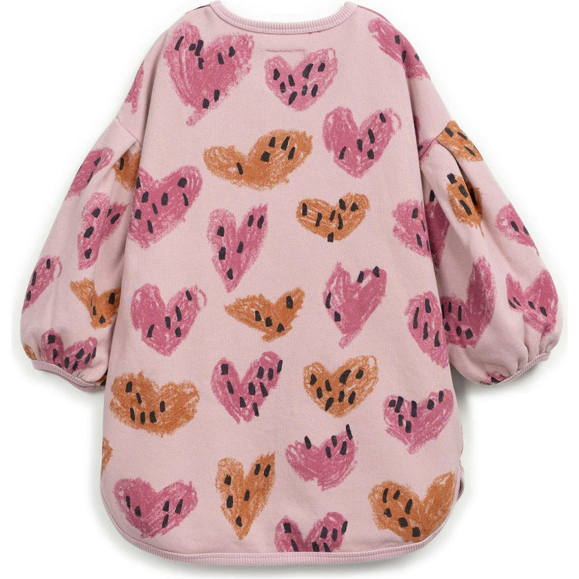 Abstract Heart Print Fleece Dress