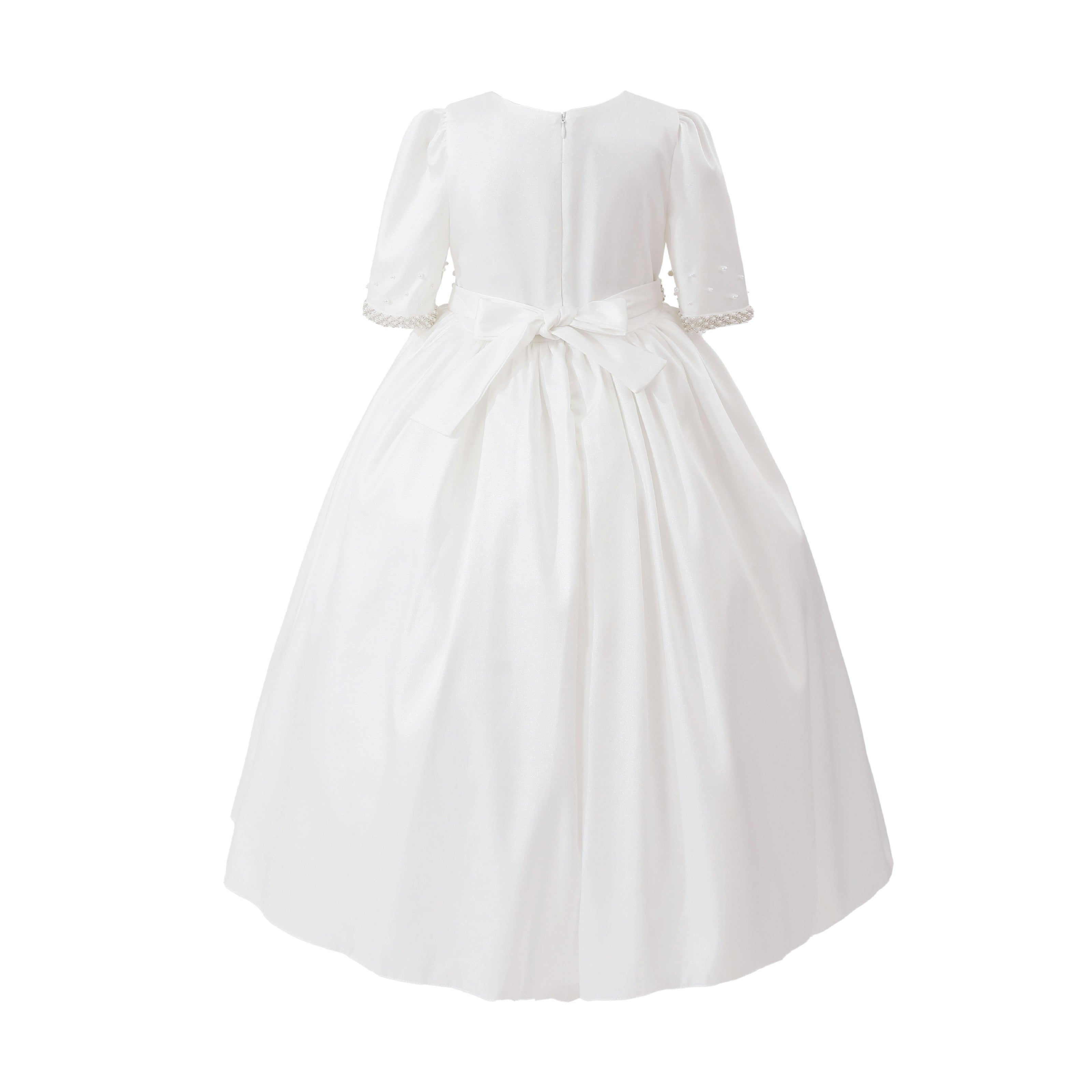 White Vasonette Pearl-Embellished Dress