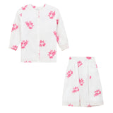 Flower Embroidered Smocked Top and Skirt Two Piece Set