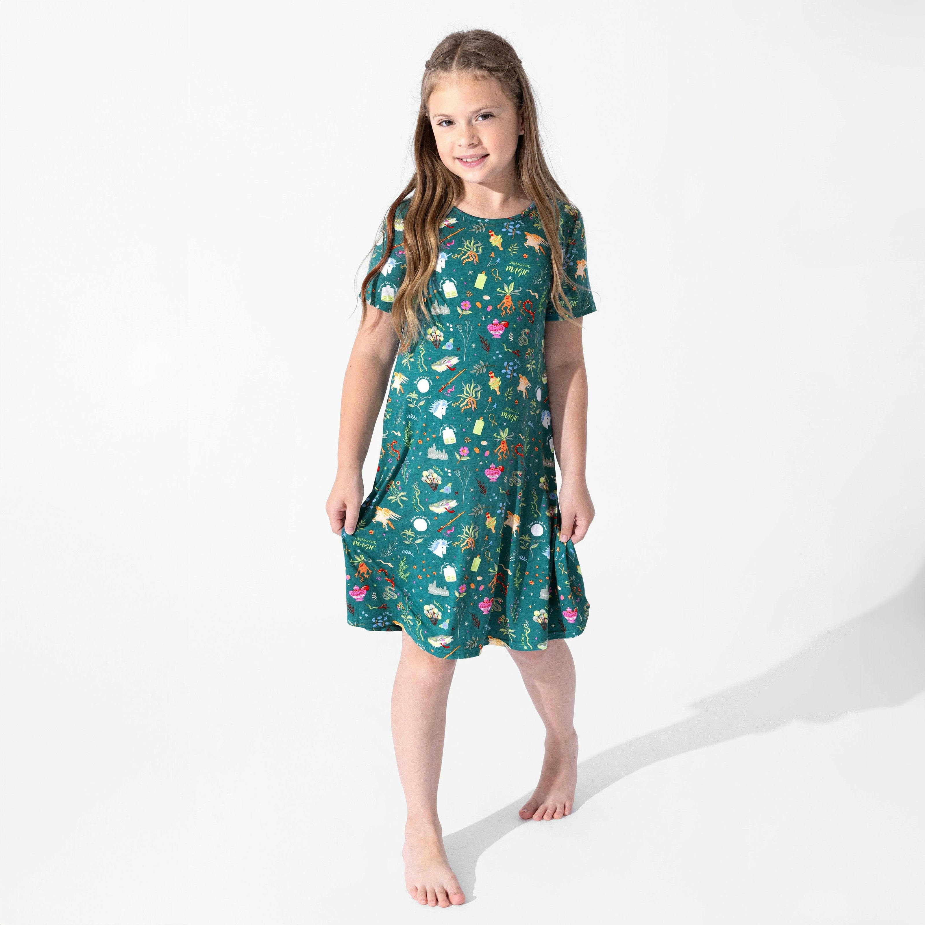 Mandrakes Potions & Herbs Bamboo Girls' Short Sleeve Dress