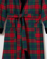 Men's Brushed Twill Velvet Trim Robe in St. James Tartan