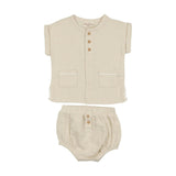 Pockets and Pleats Ensemble Ivory & Taupe