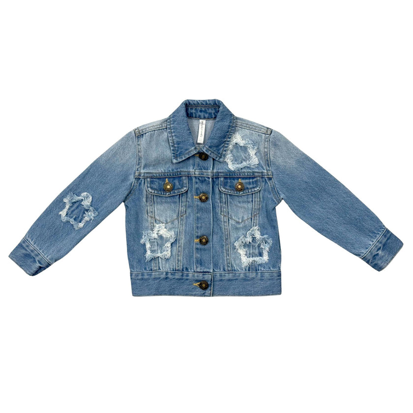Girls Denim Jacket in Mid Blue Wash
