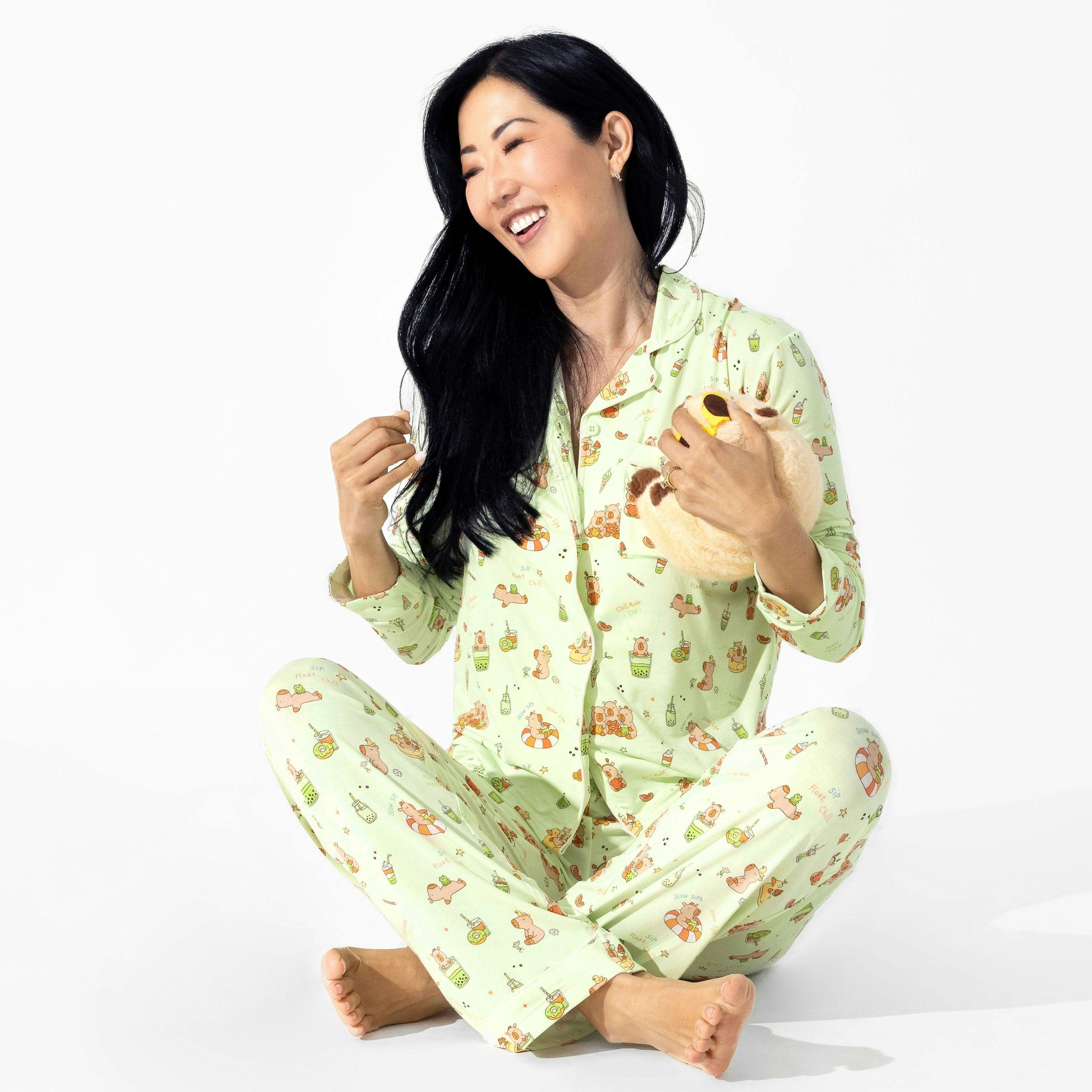 Capybara Boba Bamboo Women's Pajama Set