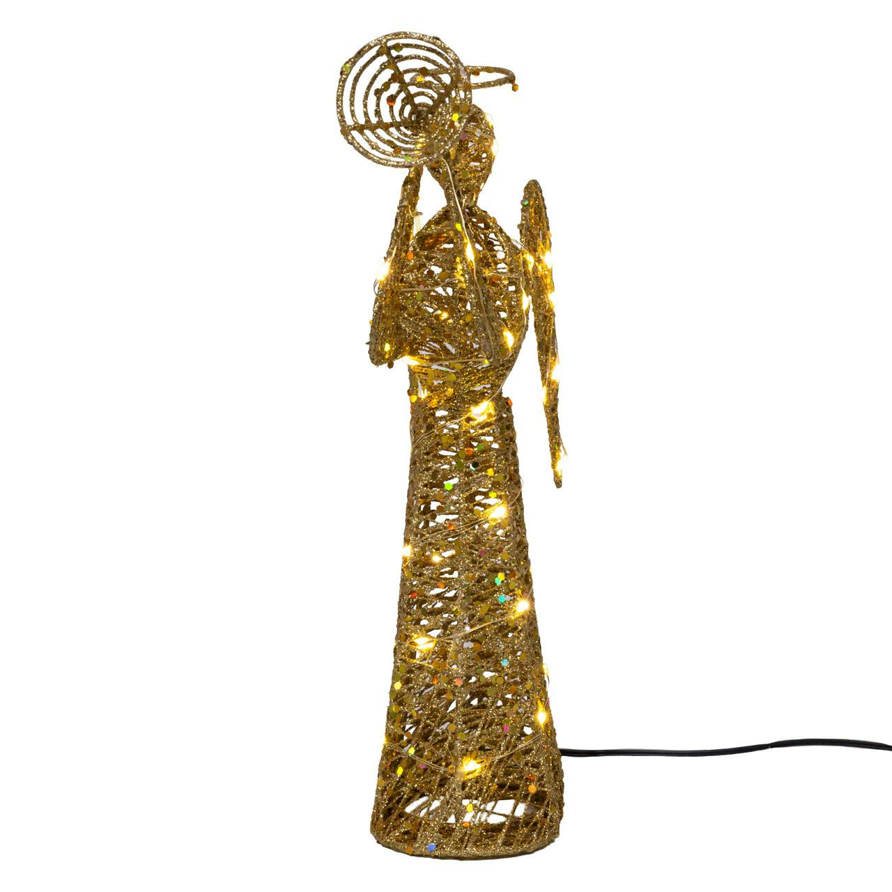 Kurt Adler 12-Inch Warm White Twinkle LED Gold Angel Tree Topper