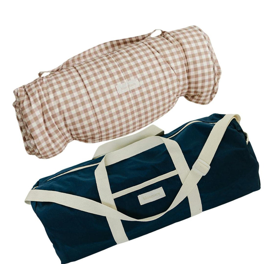 BLOOMERE  Nap Mat Set (Brown Gingham Navy  Bag)