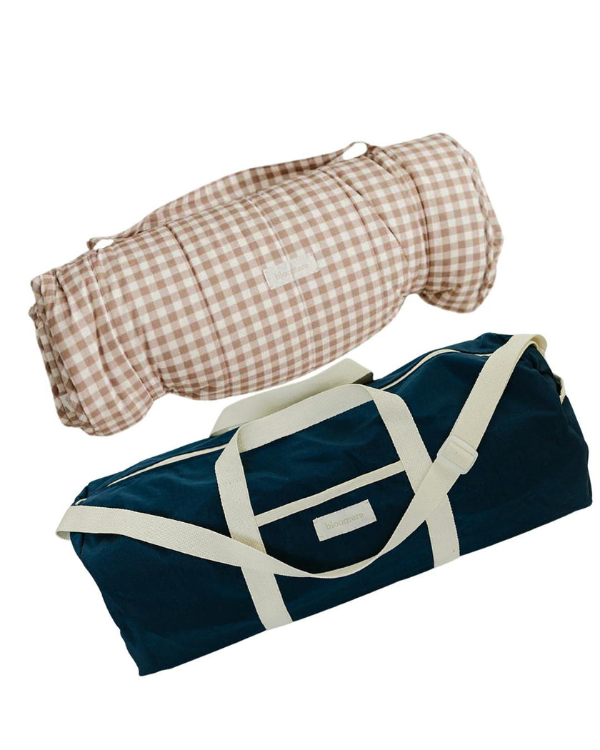 BLOOMERE  Nap Mat Set (Brown Gingham Navy  Bag)