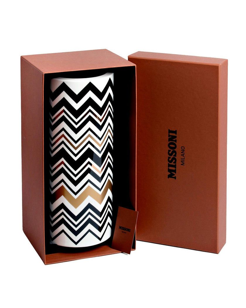 High Vase ZIG ZAG  Gold diam. 6.3", H 14"