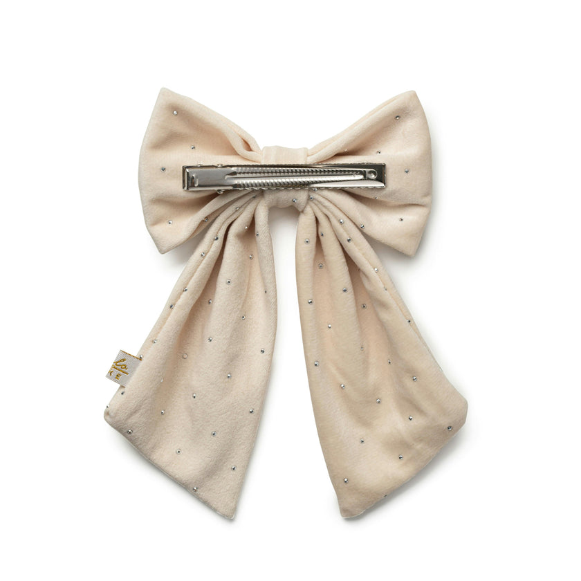Halo Luxe Vivienne Studded Velvet Medium Hair Clip - Ivory