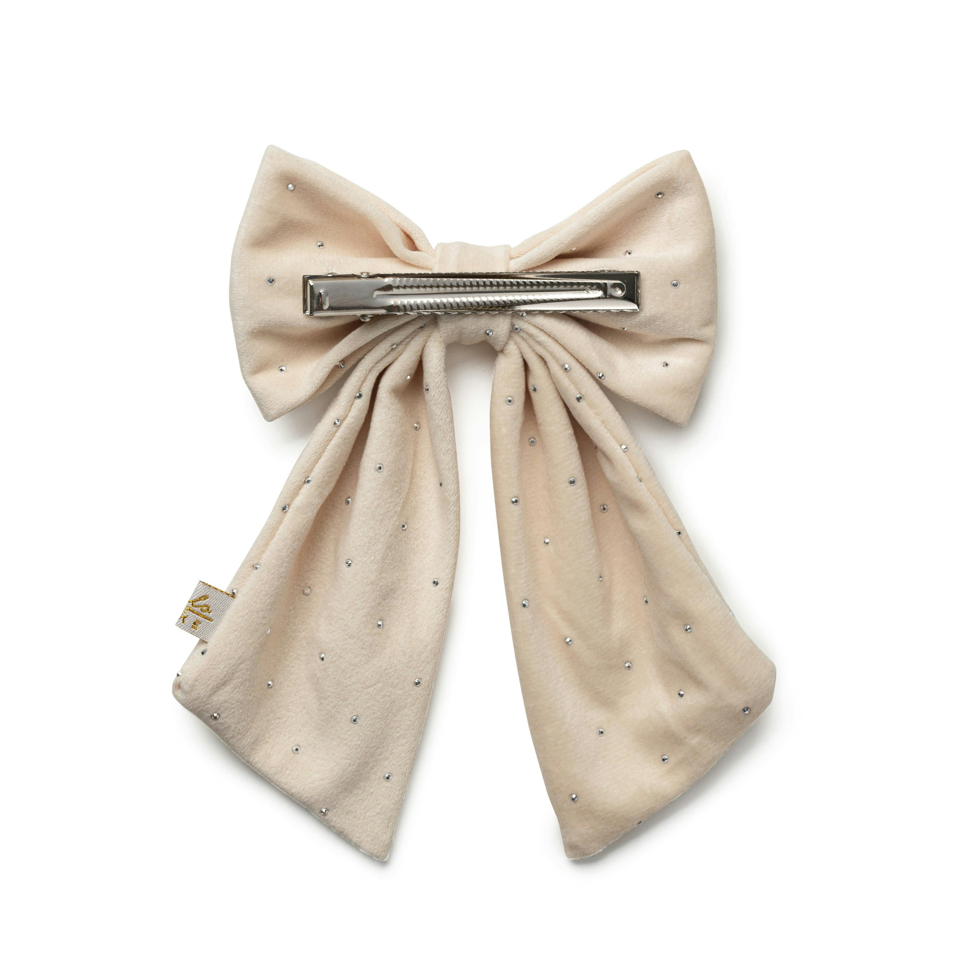 Halo Luxe Vivienne Studded Velvet Medium Hair Clip - Ivory
