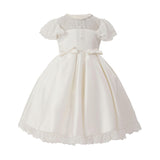 Ivory Riverelle Lace-Trim Puff Sleeve Dress