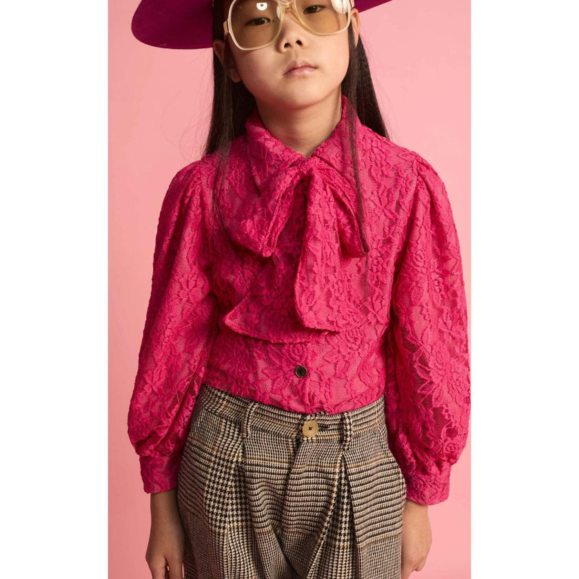 Lace Bow Blouse Fuchsia