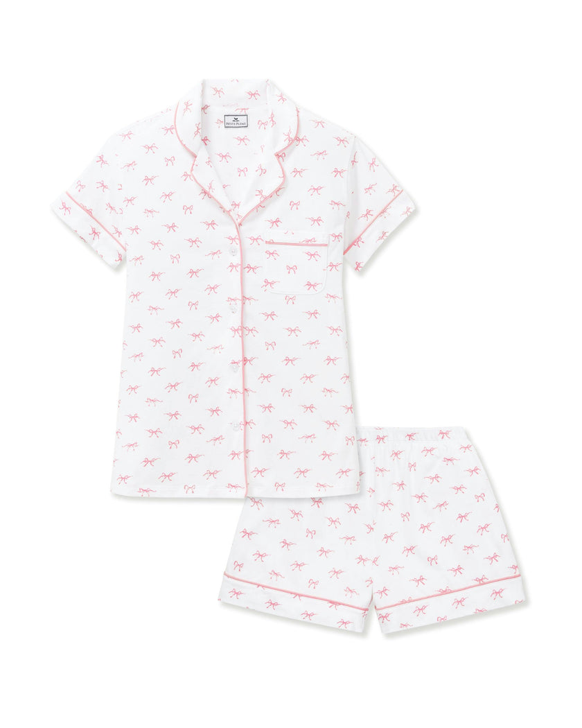 Women's Pima Short Sleeve Short Set in Blushing Bows