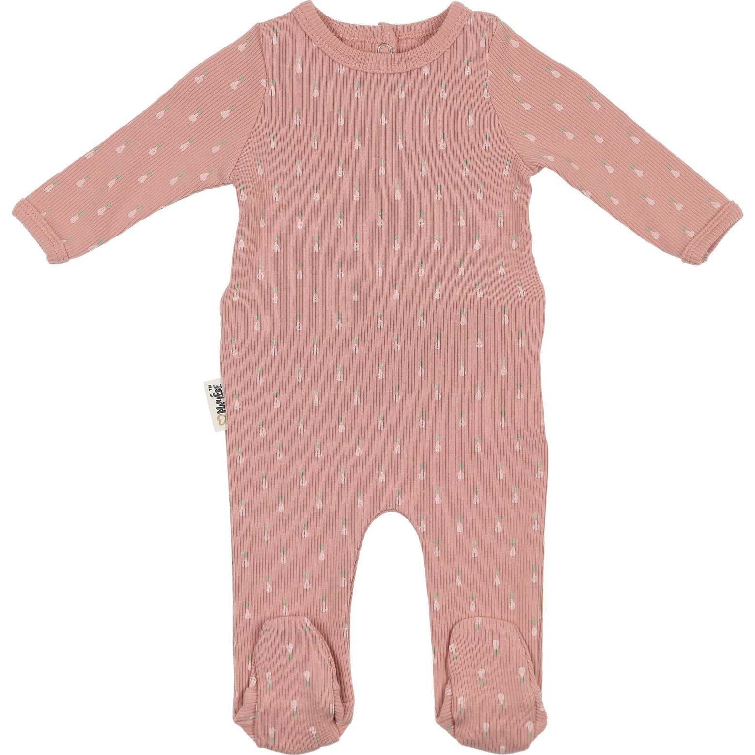Ribbed Pineapple Footie and Beanie Set, Salmon
