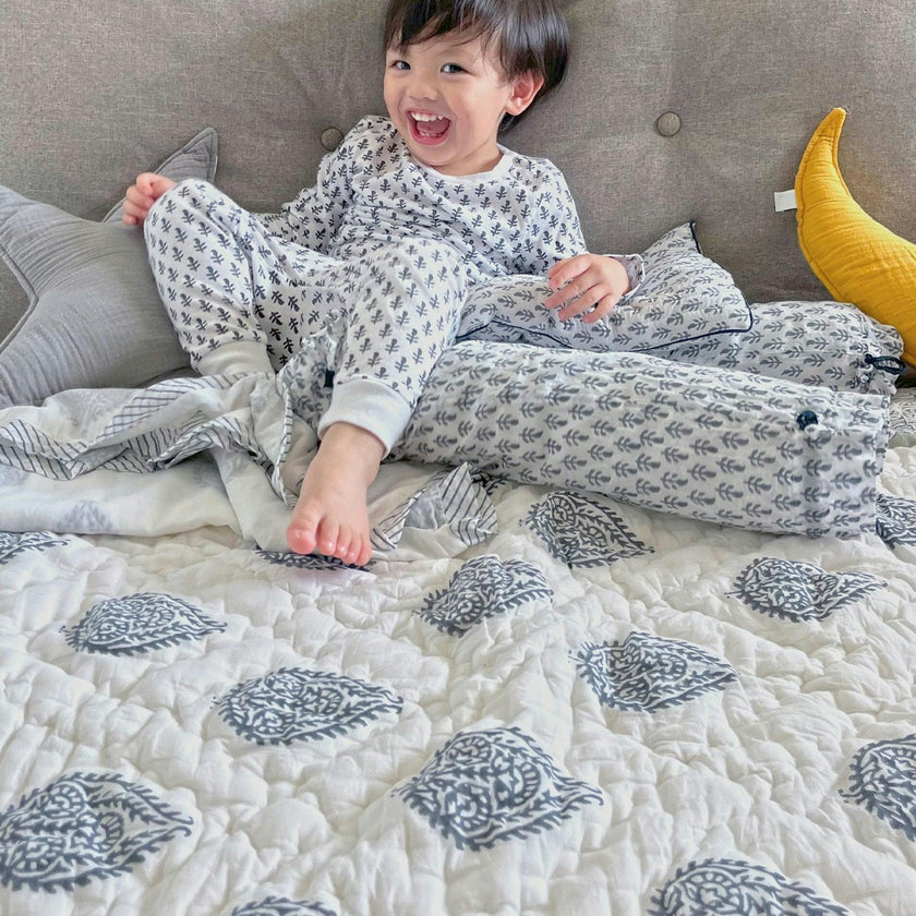 Block-Printed Cotton Crib Quilt