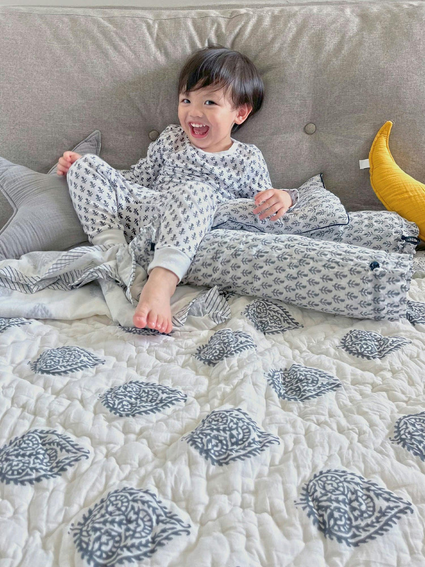 Block-Printed Cotton Crib Quilt
