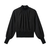 Top With Knit Mock Neck