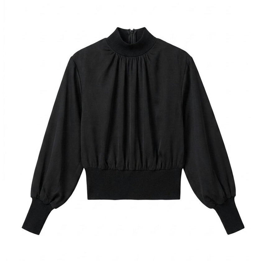 Top With Knit Mock Neck