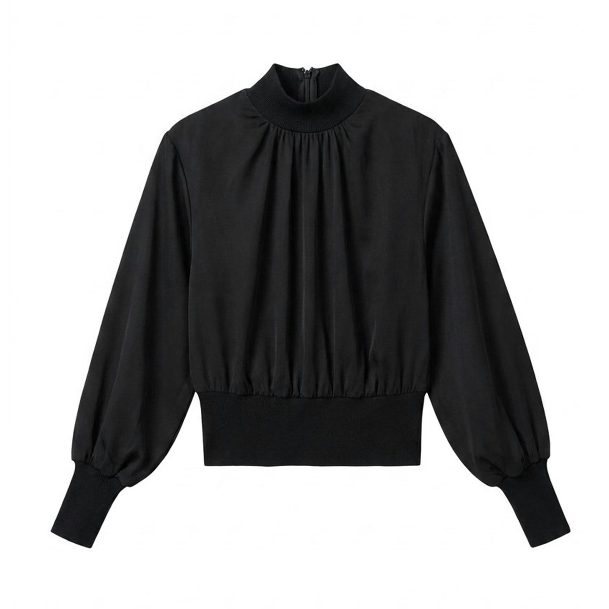 Top With Knit Mock Neck