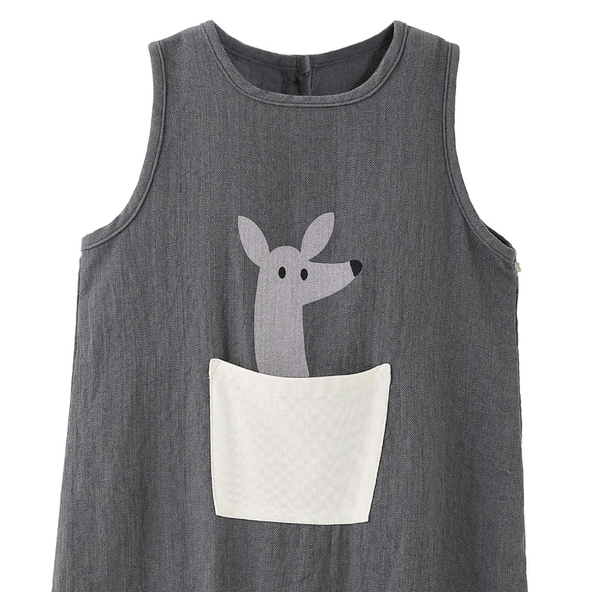 Gray Animal Pocket Romper