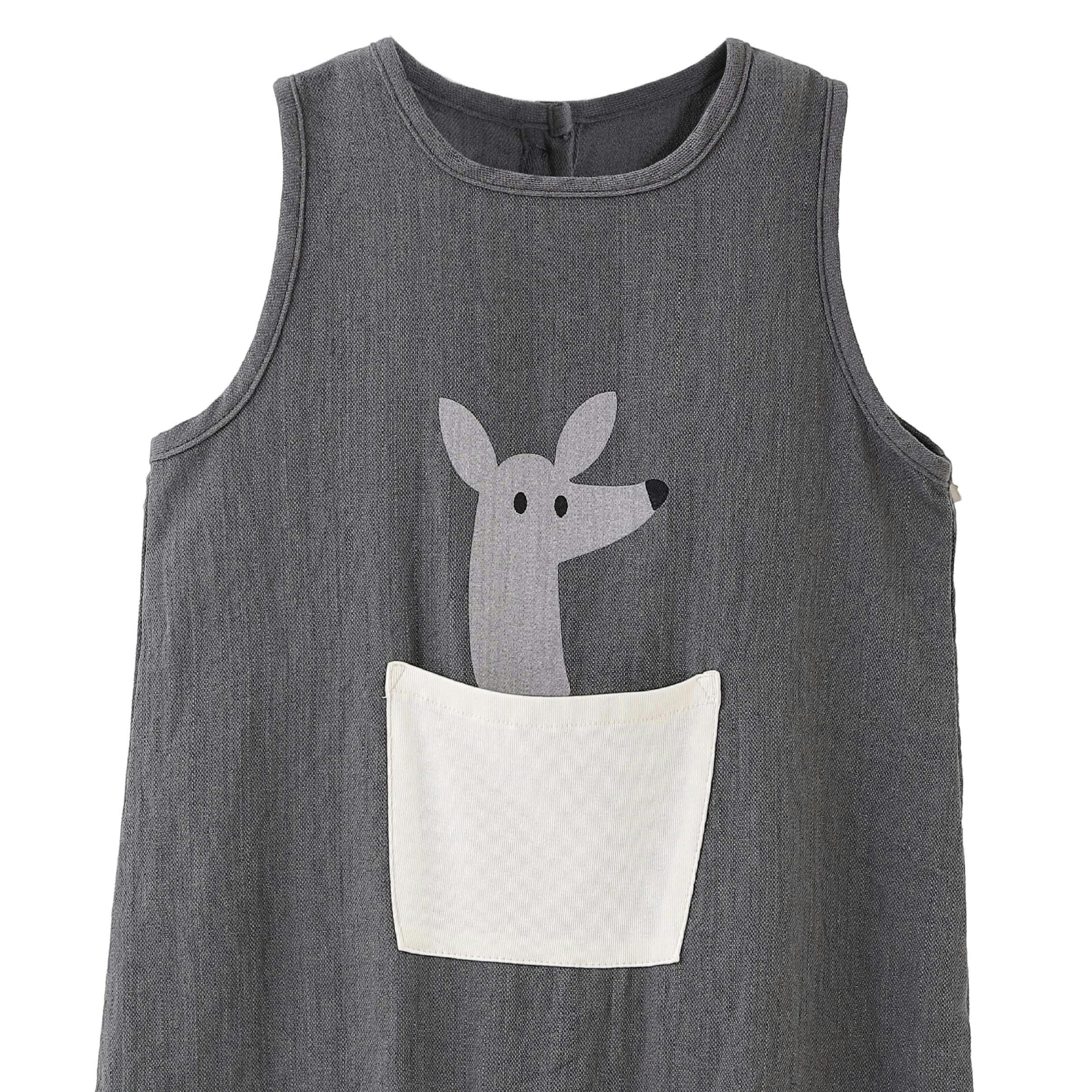 Gray Animal Pocket Romper