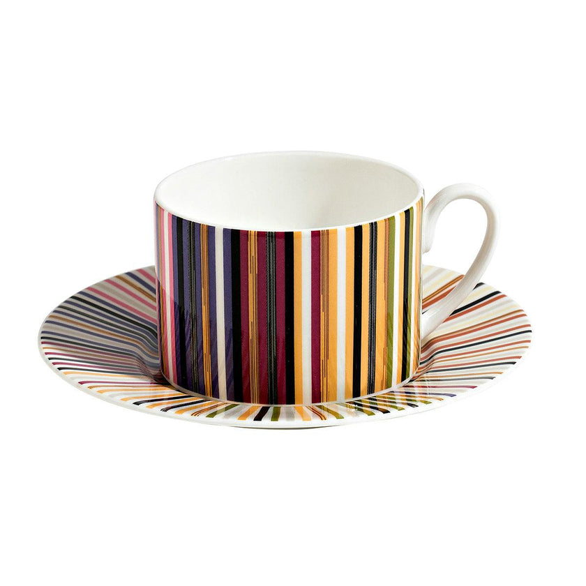 Tea Cup & Saucer Stripes Set of 2 In Luxury Box Jenkins 156 Diam. 3.3"