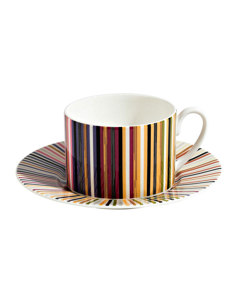 Tea Cup & Saucer Stripes Set of 2 In Luxury Box Jenkins 156 Diam. 3.3"