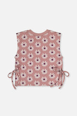 Jacquard Vest Pink Printed Flowers