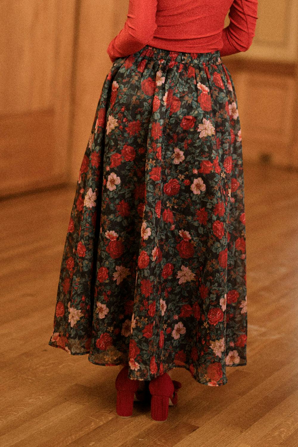 Vanessa Skirt in Moody Christmas Flora