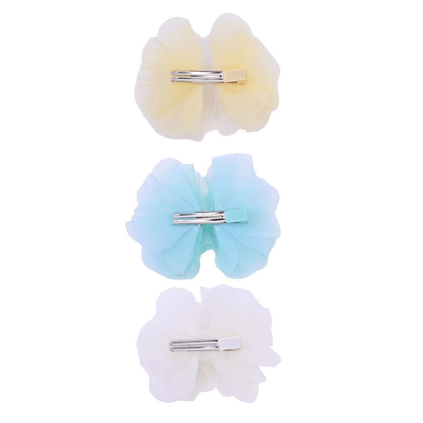 Tulle Flower Bow Hairclip Set