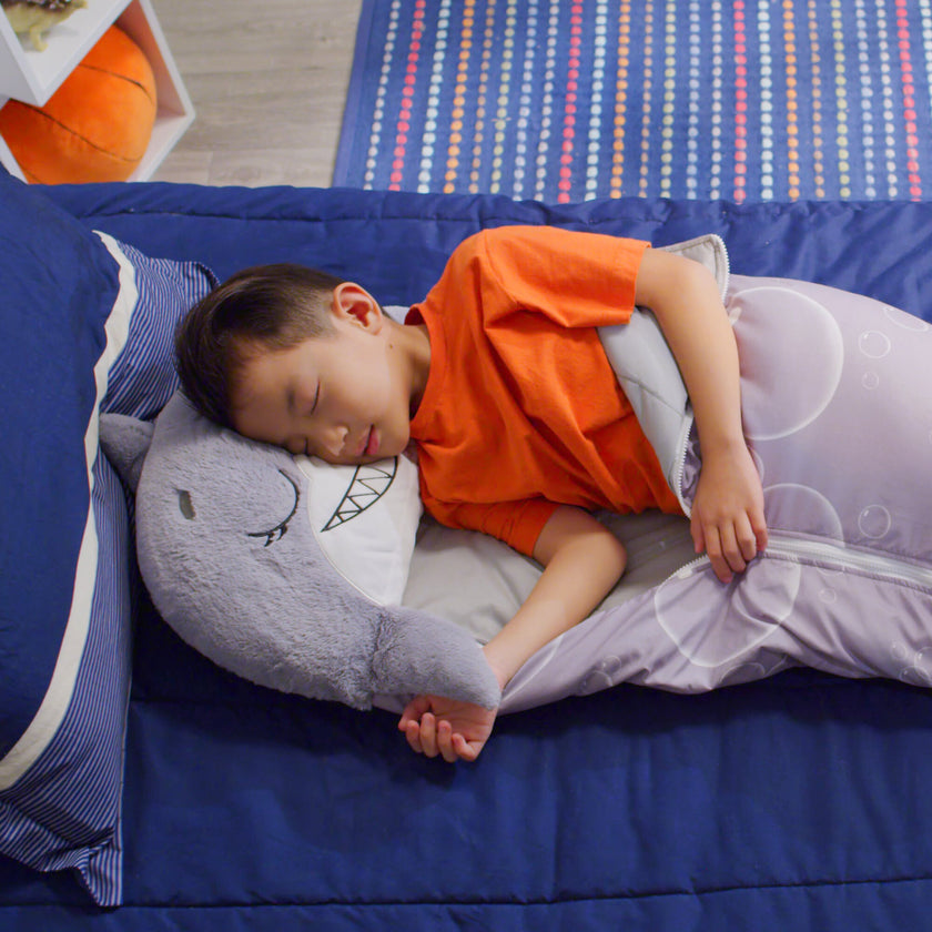 Happy Nappers: Pillow & Sleepy Sack: Med - Grey Shark