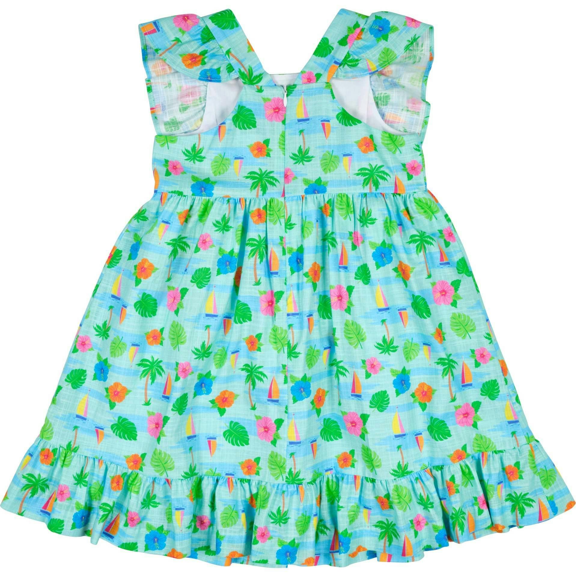 Printed Linen-Look Dress With Flower