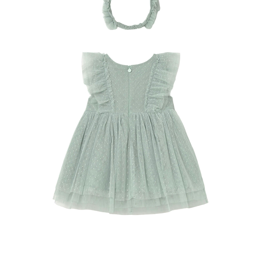 Green Baby Dress With Matching Headband