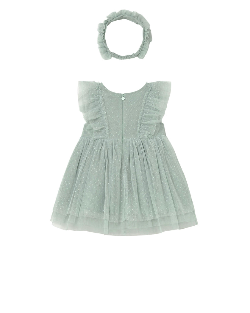 Green Baby Dress With Matching Headband