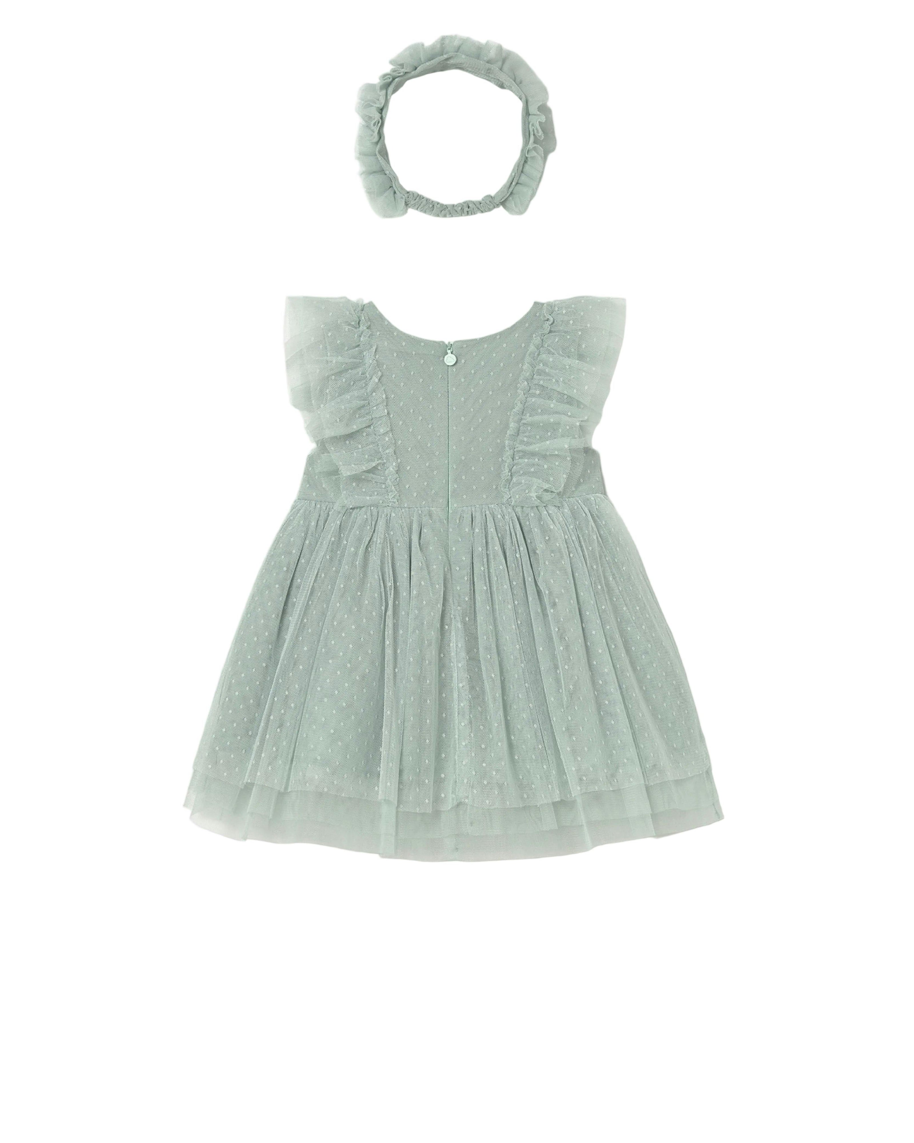Green Baby Dress With Matching Headband