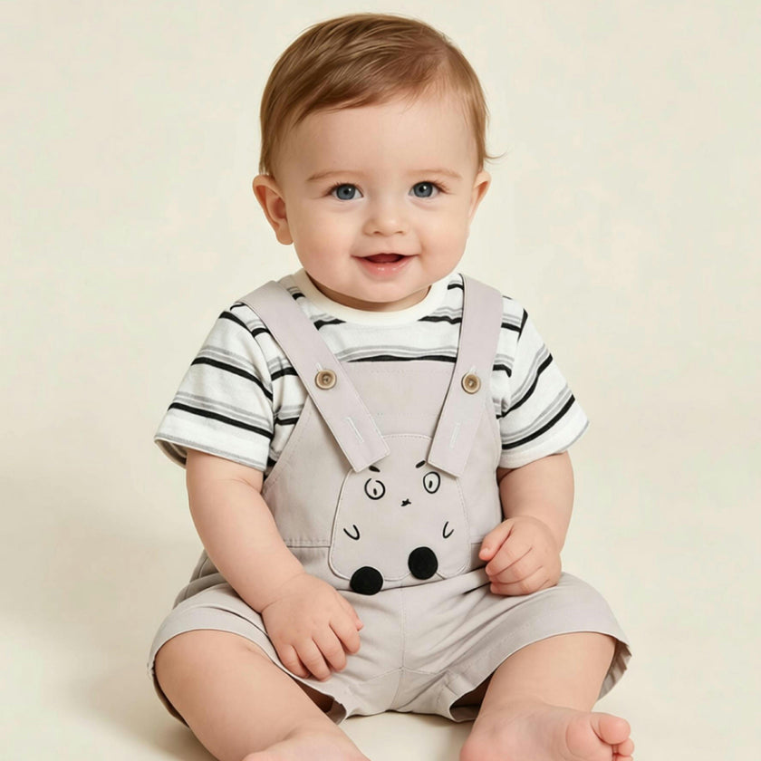 Beige Animal Overall Set
