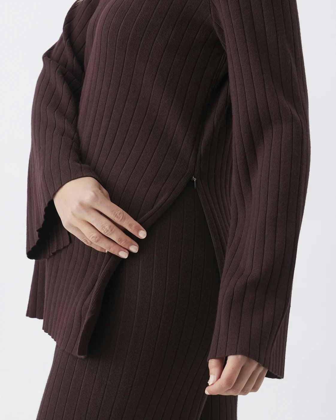 Dallas Rib Knit Nursing Top Cocoa