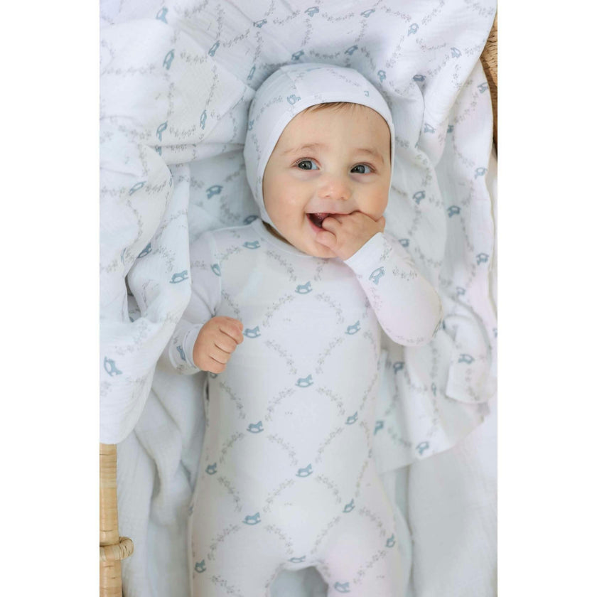 Rocking Print Swaddle Blue Mist