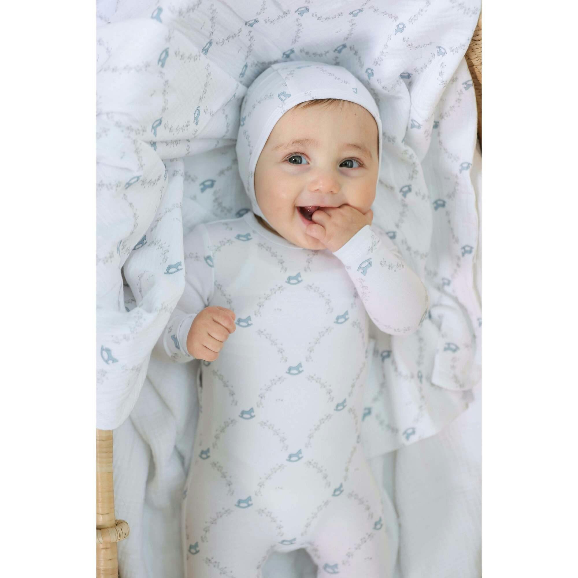 Rocking Print Swaddle Blue Mist