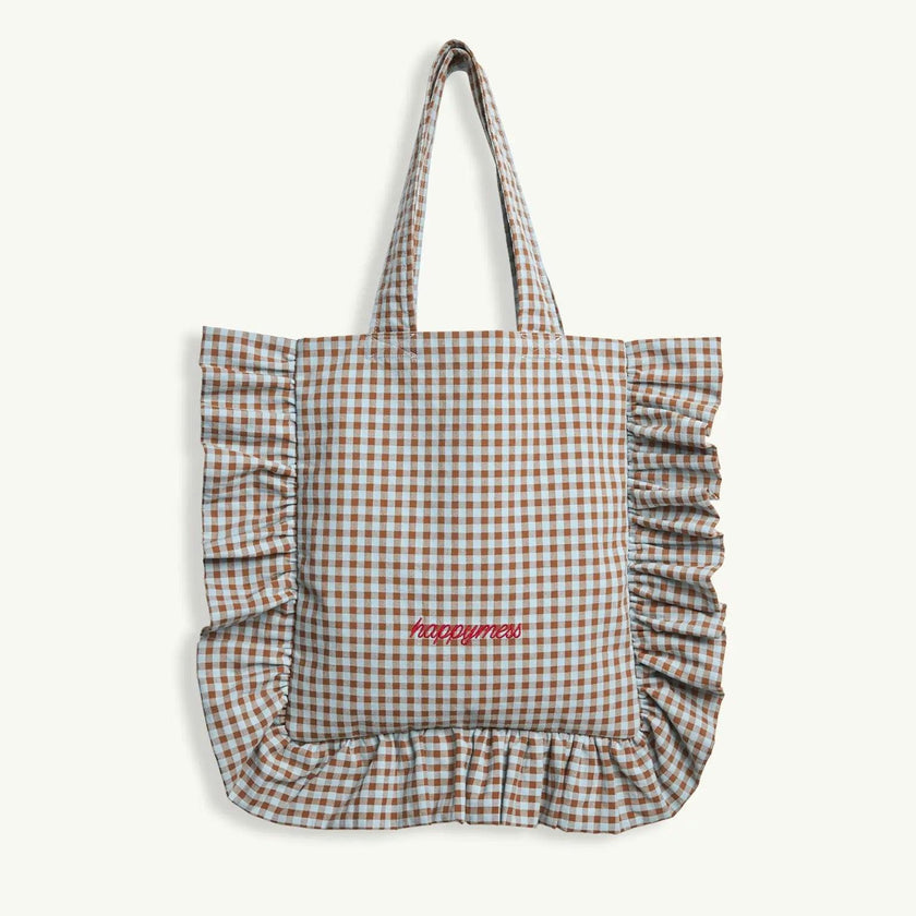 women's vichy frilled bag - foggy brown