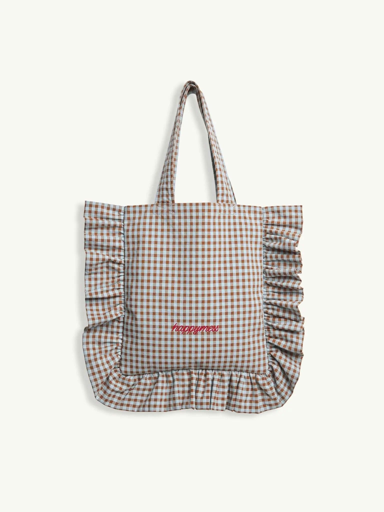 women's vichy frilled bag - foggy brown