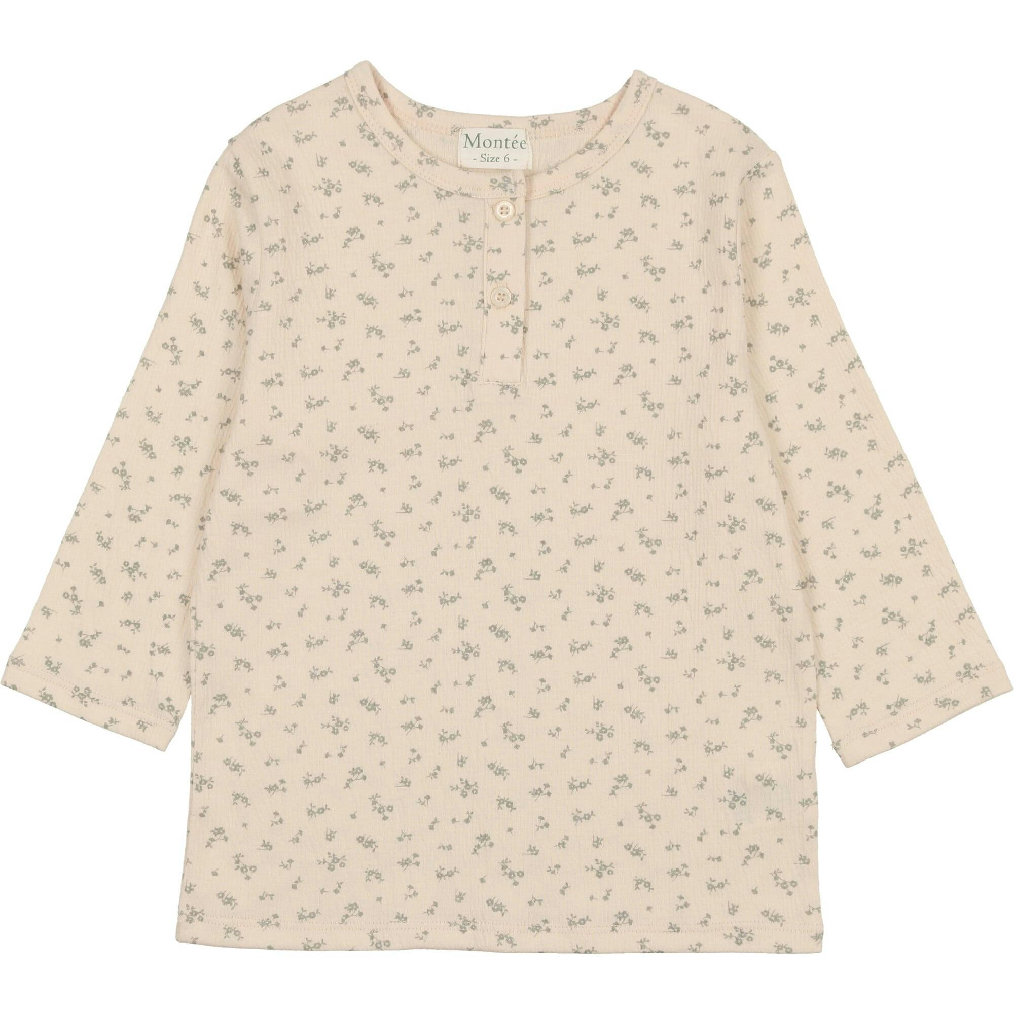 Printed Gauze 3-Quarter Sleeve Shirt